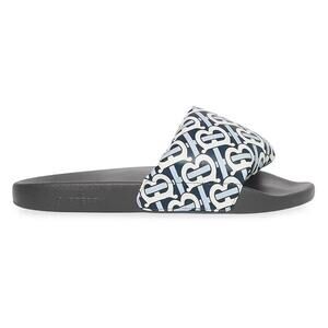 Burberry Furley Tb Flock Padded Leather Slides Navy/White - 9